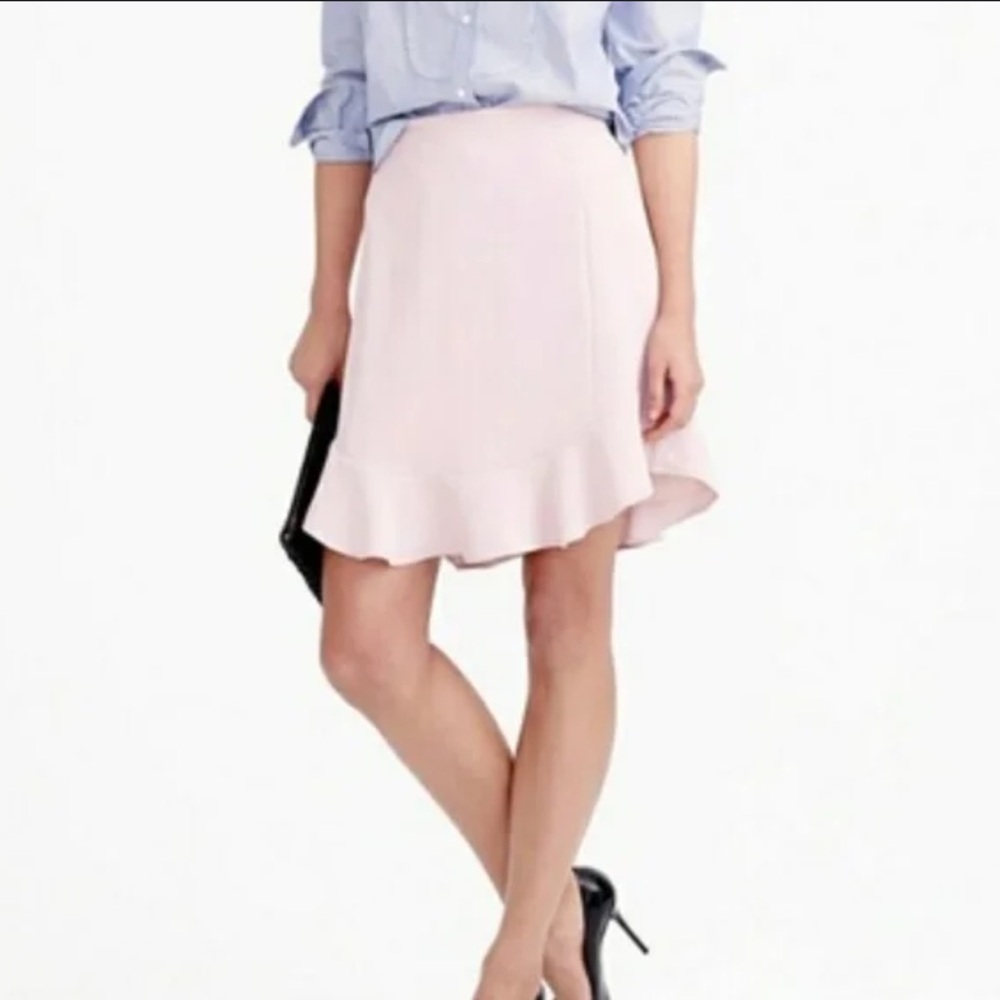 J.Crew Blush Pink High-Waisted Flounce Hem Mini Skirt, Size 00, Brand New